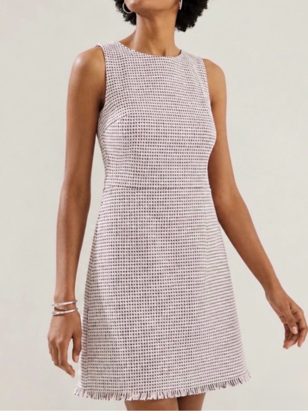LOFT Pink and White Tweed Jacquard Sleeveless Dress 17.1T